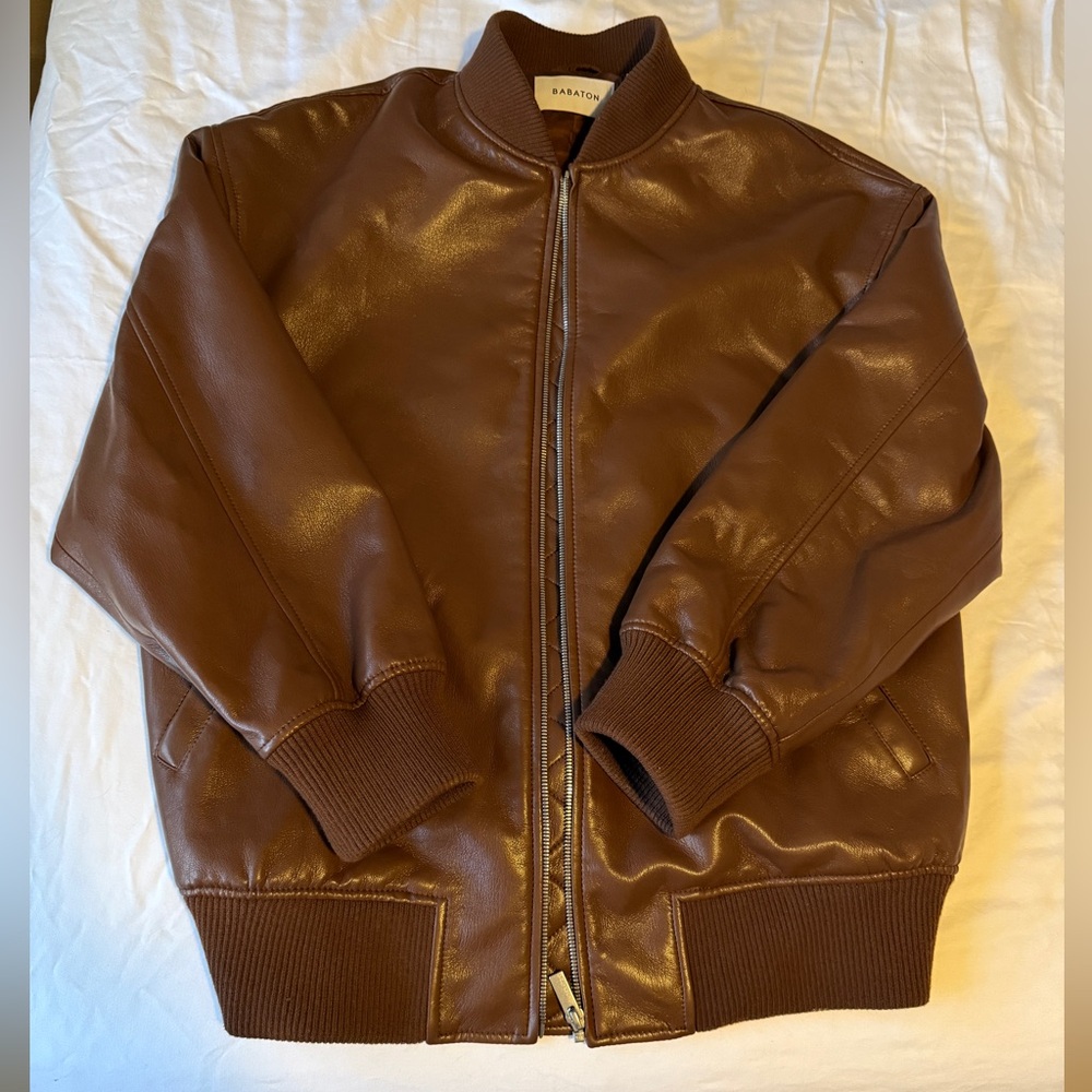 Aritzia Babaton Leather Bomber Jacket